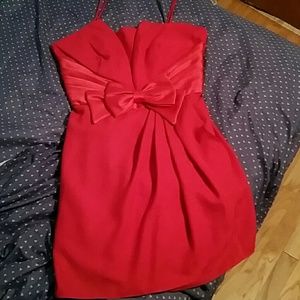 Red mini dress with satin bow